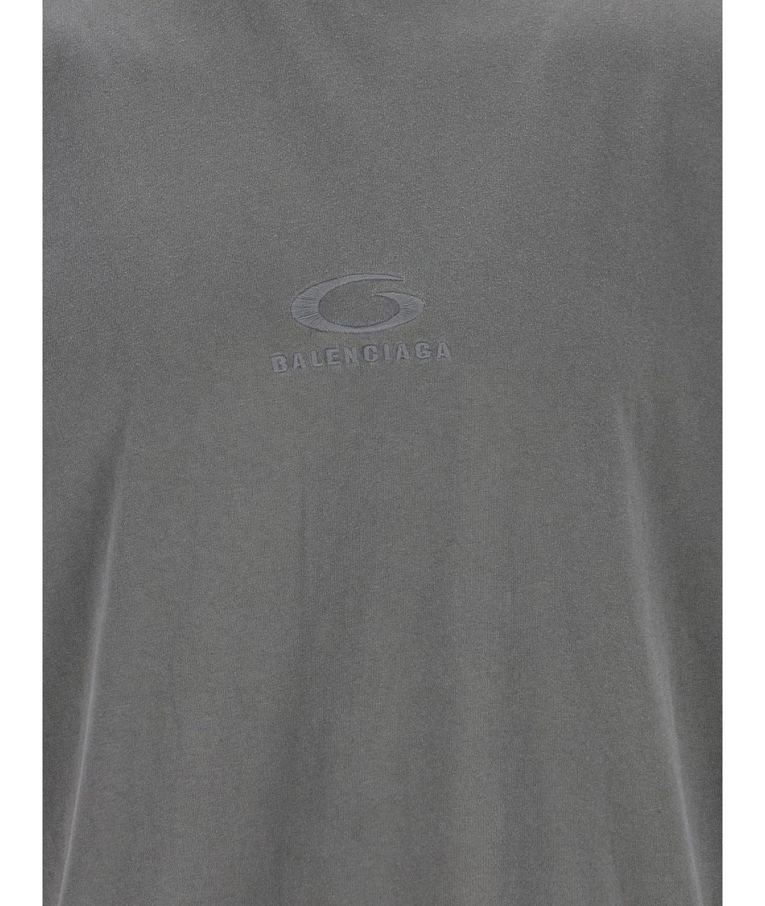 BALENCIAGA Серая хлопковая футболка, фото 3
