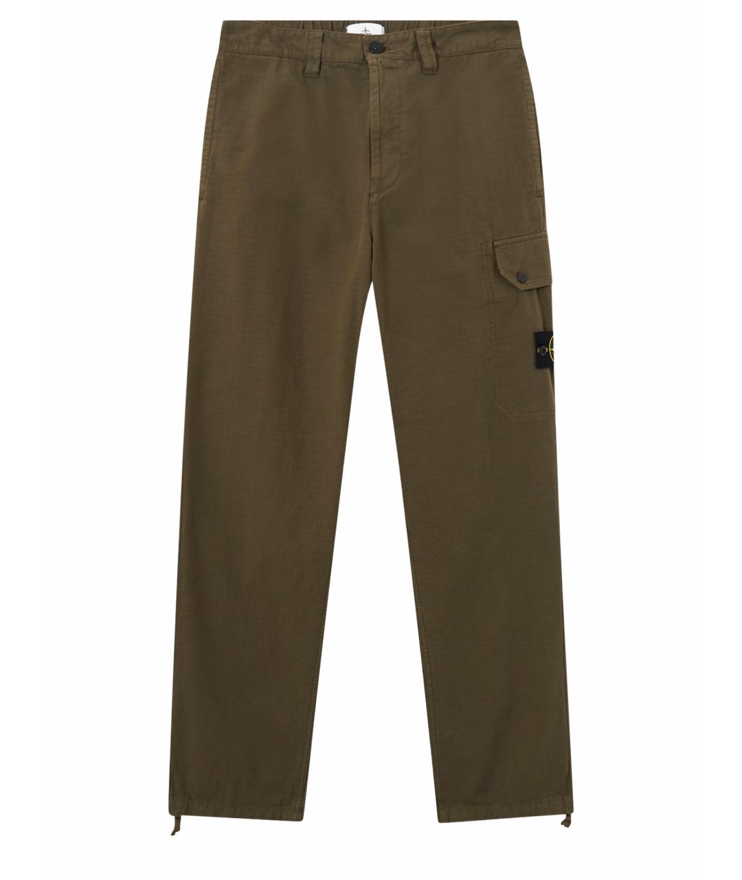 STONE ISLAND Хаки хлопковые повседневные брюки, фото 1