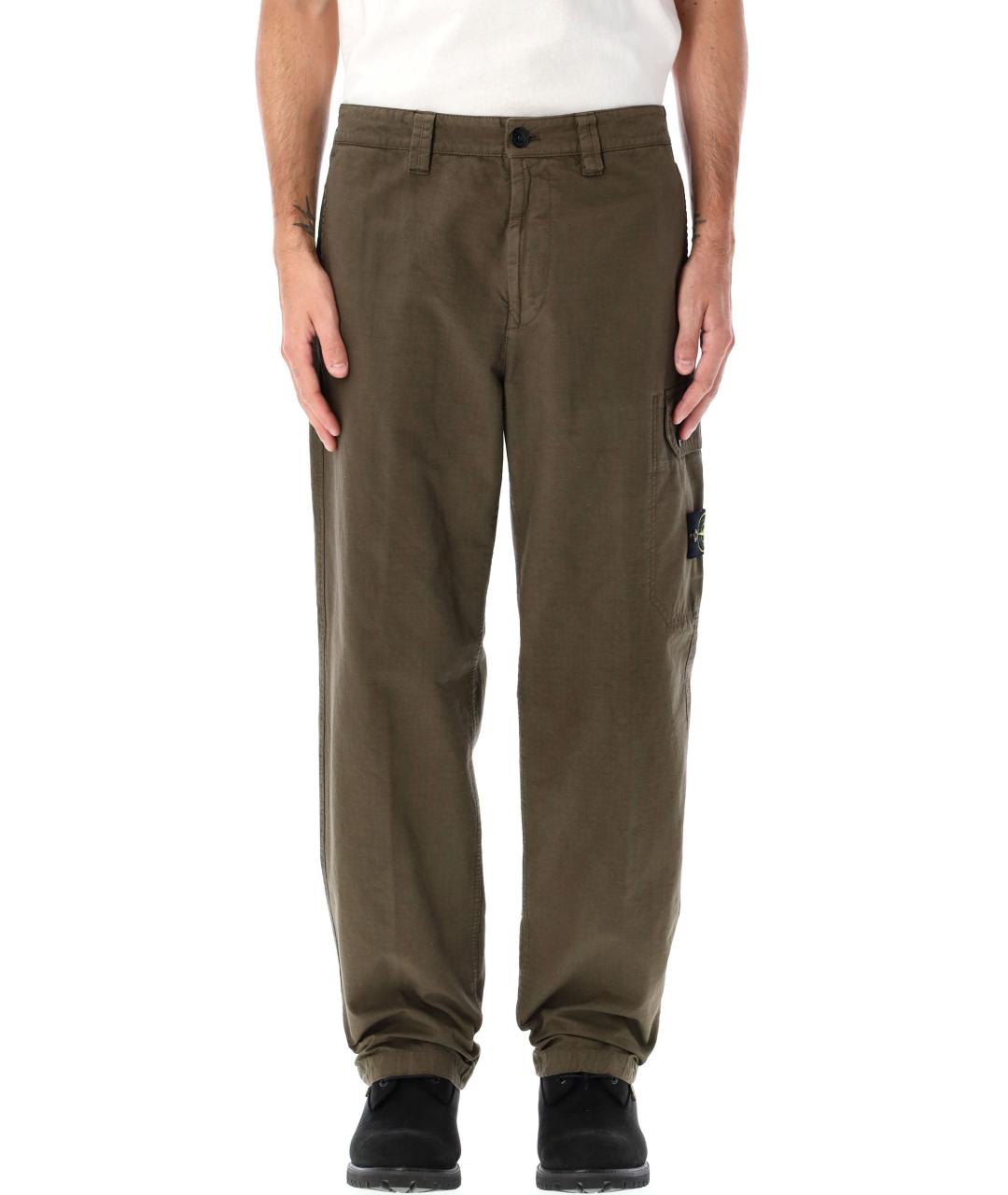 STONE ISLAND Хаки хлопковые повседневные брюки, фото 4