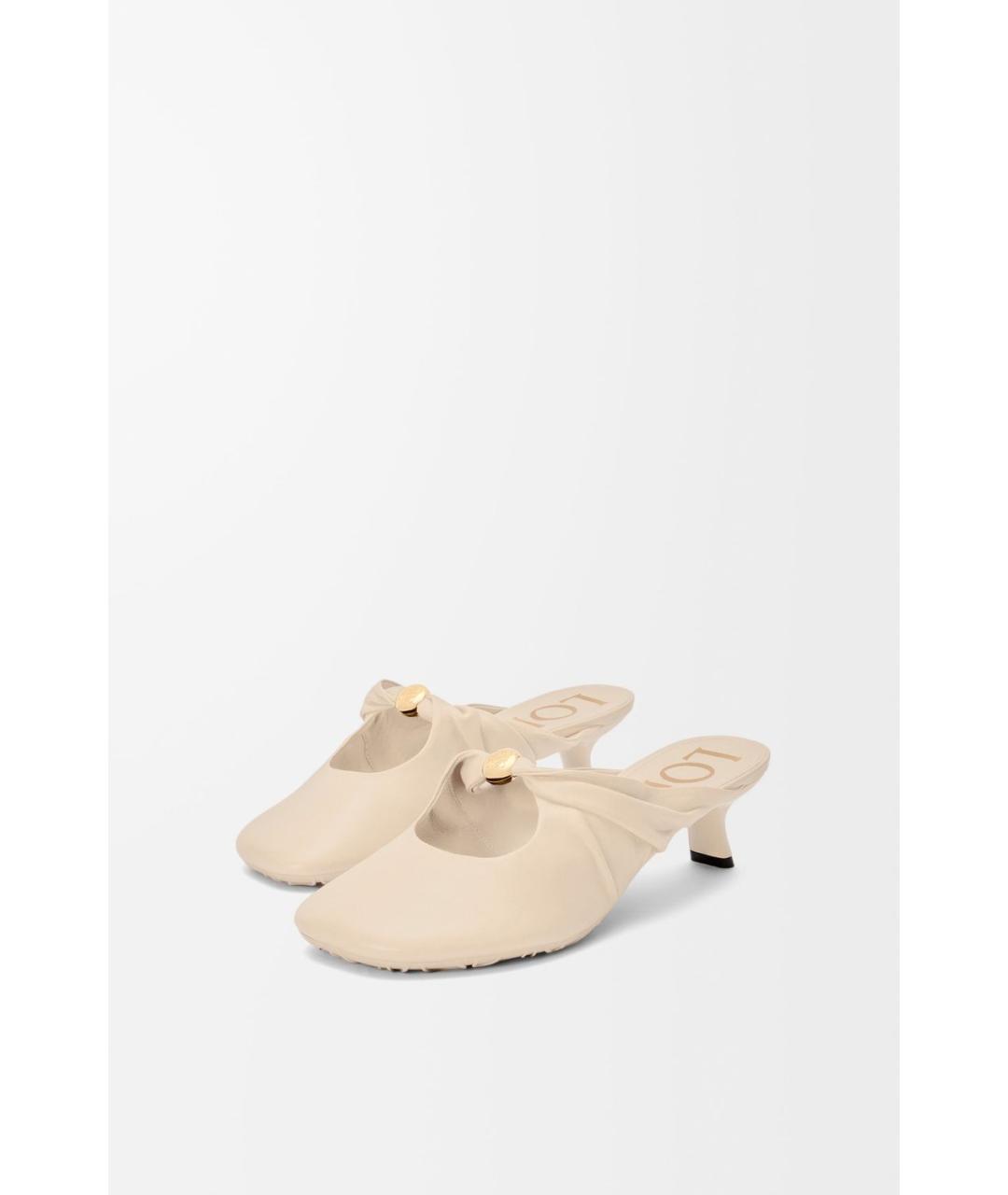 LOEWE Бежевые кожаные мюли, фото 2