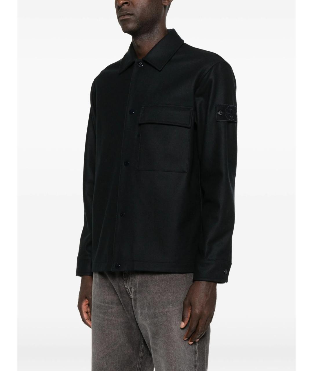 STONE ISLAND Темно-синяя шерстяная кэжуал рубашка, фото 3