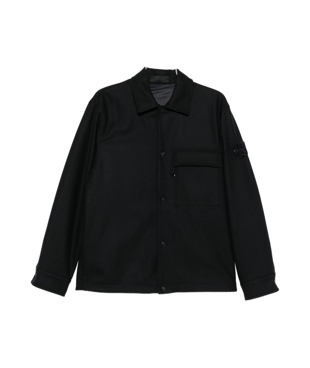 STONE ISLAND Темно-синяя шерстяная кэжуал рубашка, фото 1
