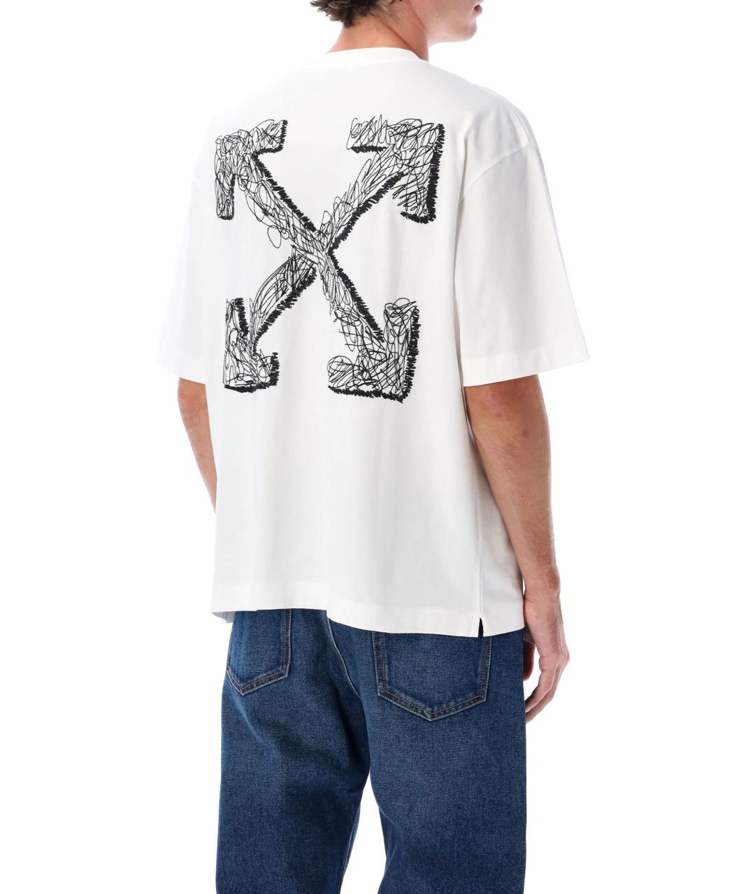 OFF-WHITE Белая хлопковая футболка, фото 4