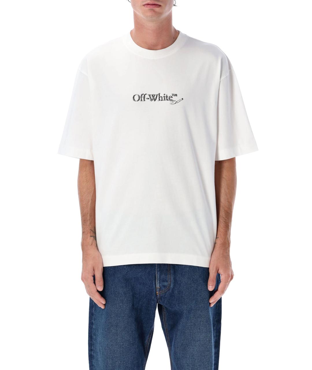 OFF-WHITE Белая хлопковая футболка, фото 3