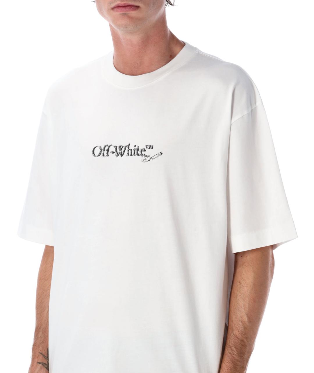 OFF-WHITE Белая хлопковая футболка, фото 6