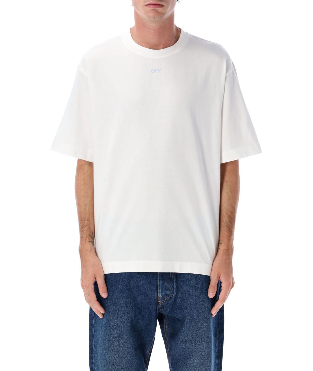 OFF-WHITE Белая хлопковая футболка, фото 4