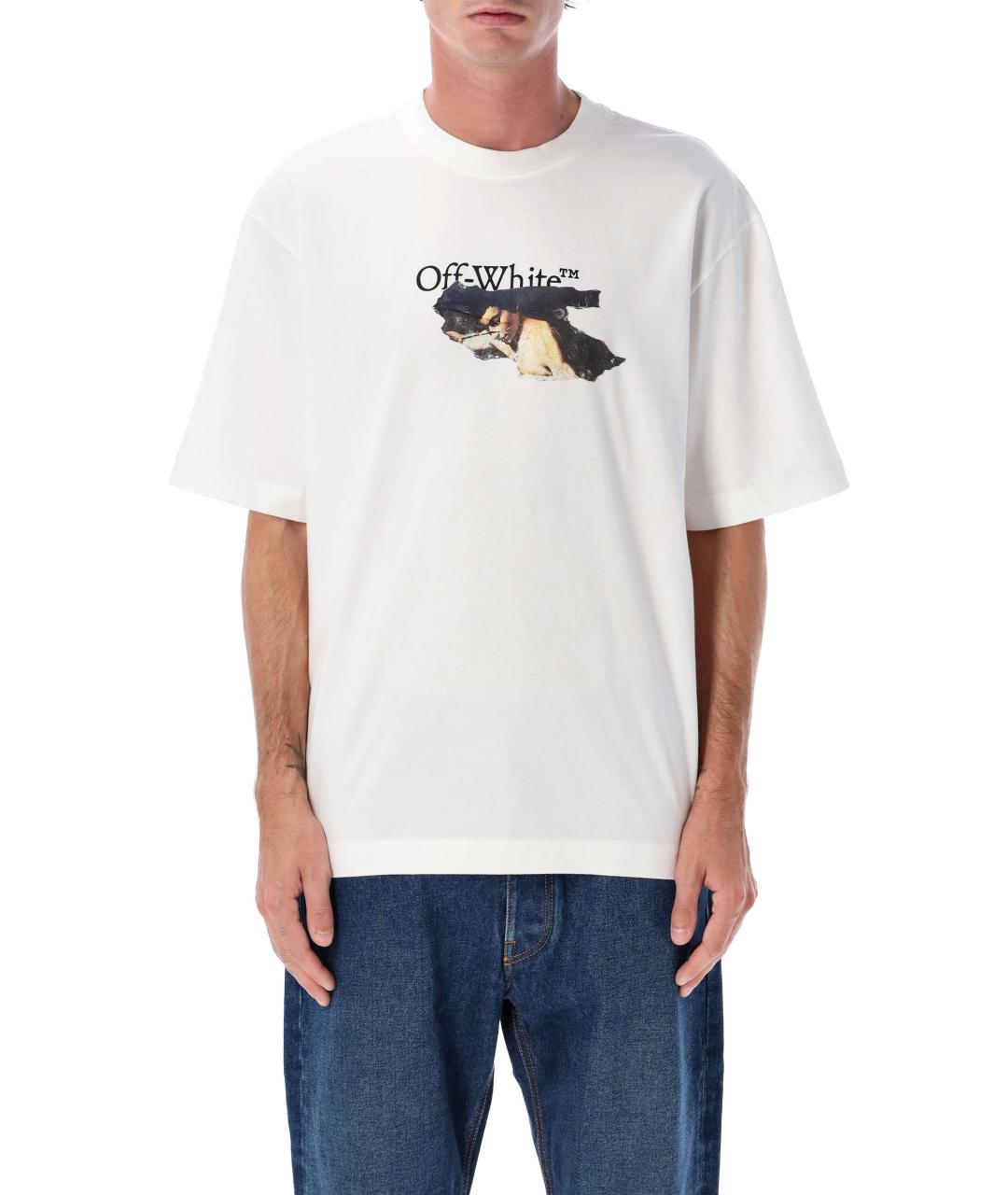 OFF-WHITE Белая хлопковая футболка, фото 3