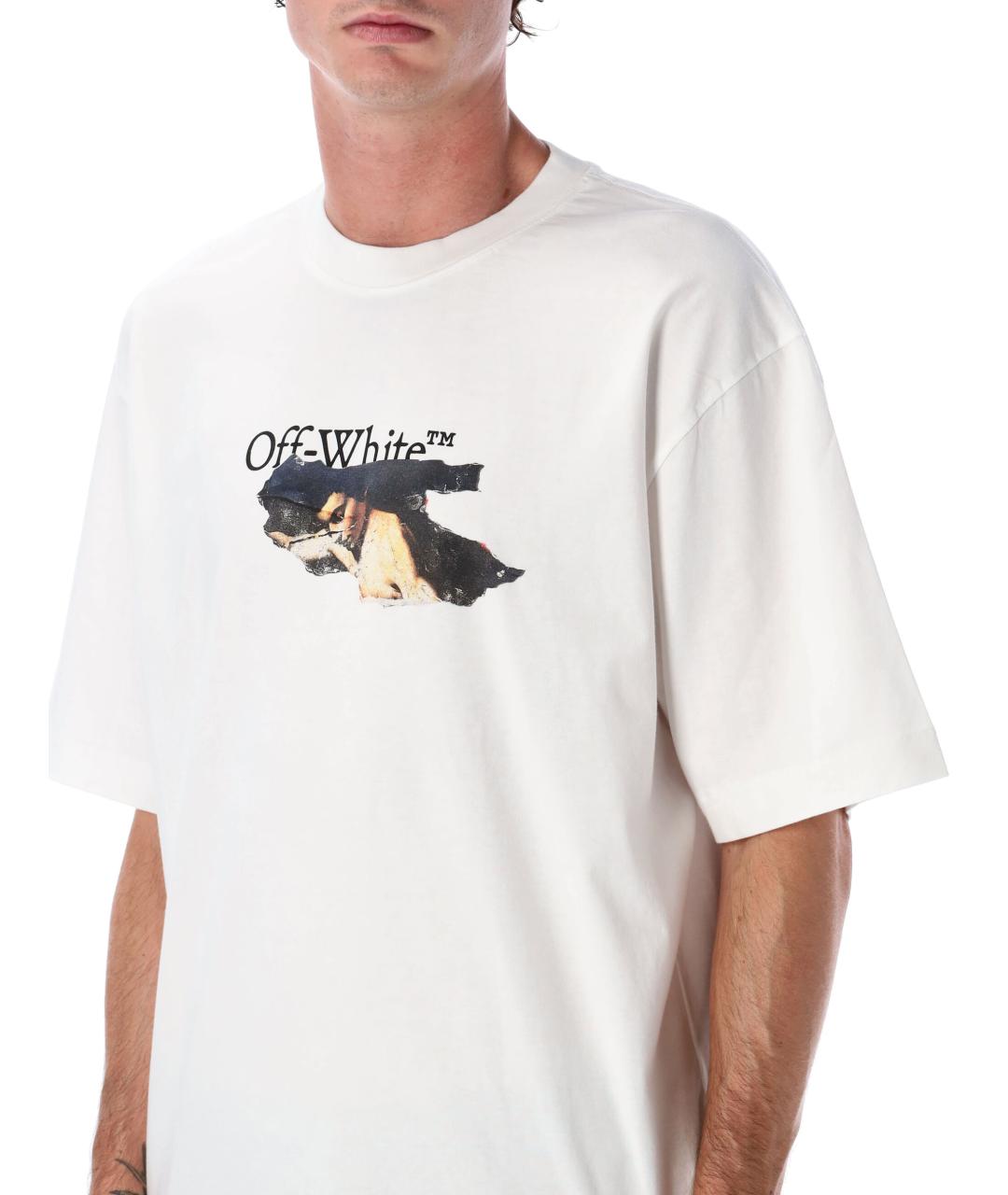 OFF-WHITE Белая хлопковая футболка, фото 6