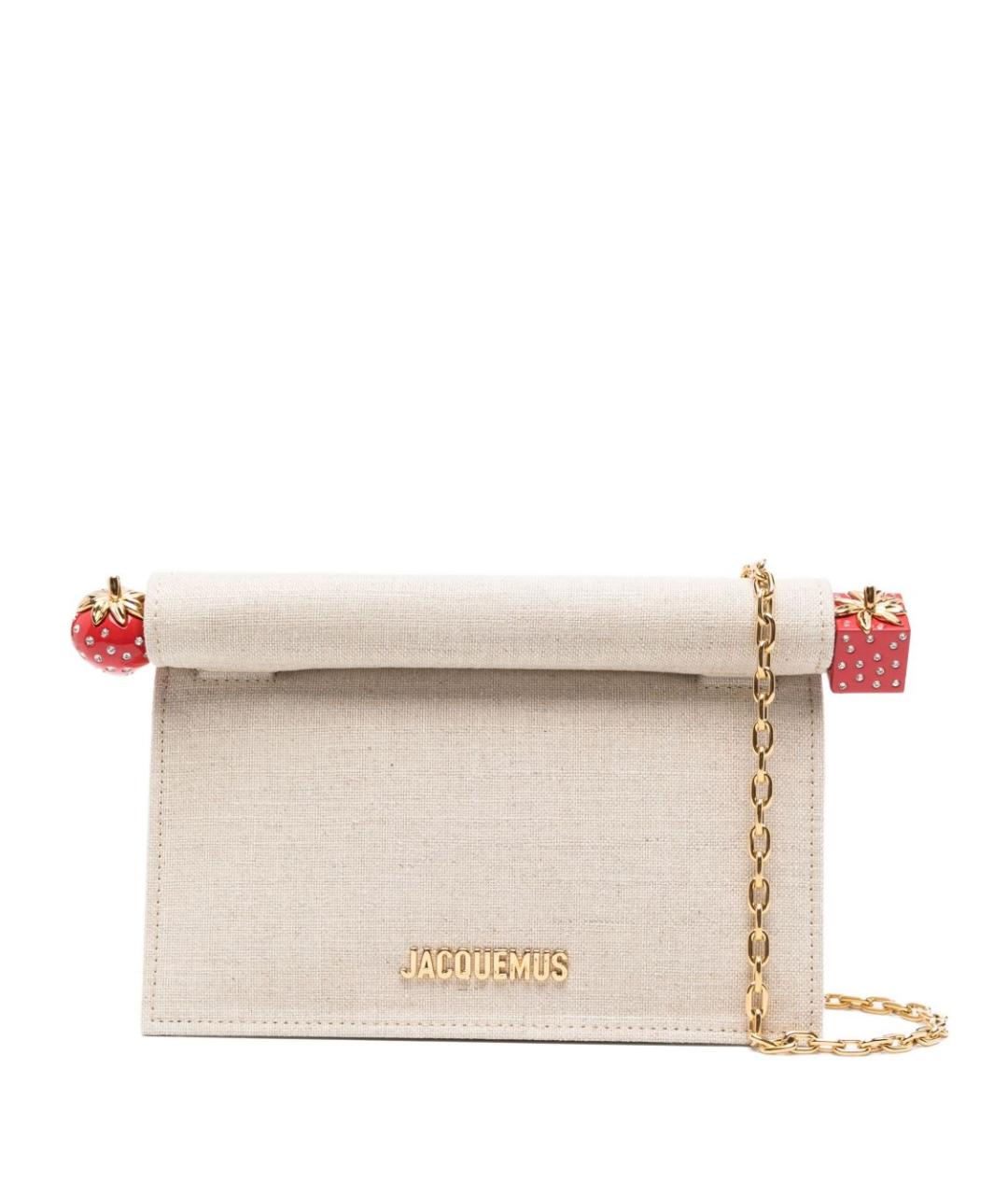 JACQUEMUS Бежевая кожаная сумка с короткими ручками, фото 1