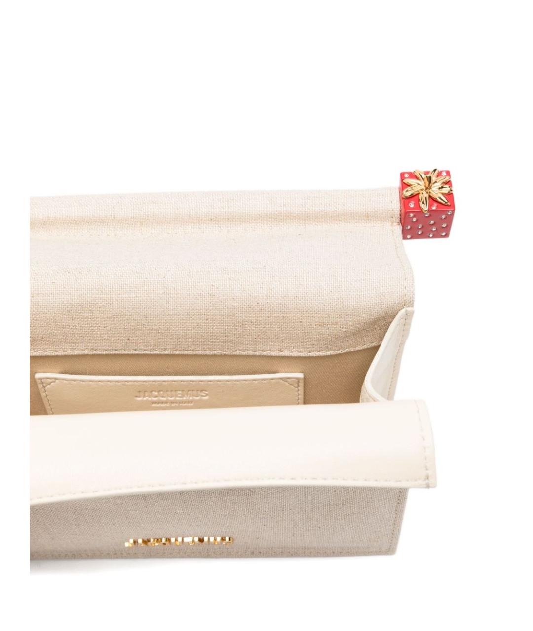 JACQUEMUS Бежевая кожаная сумка с короткими ручками, фото 5