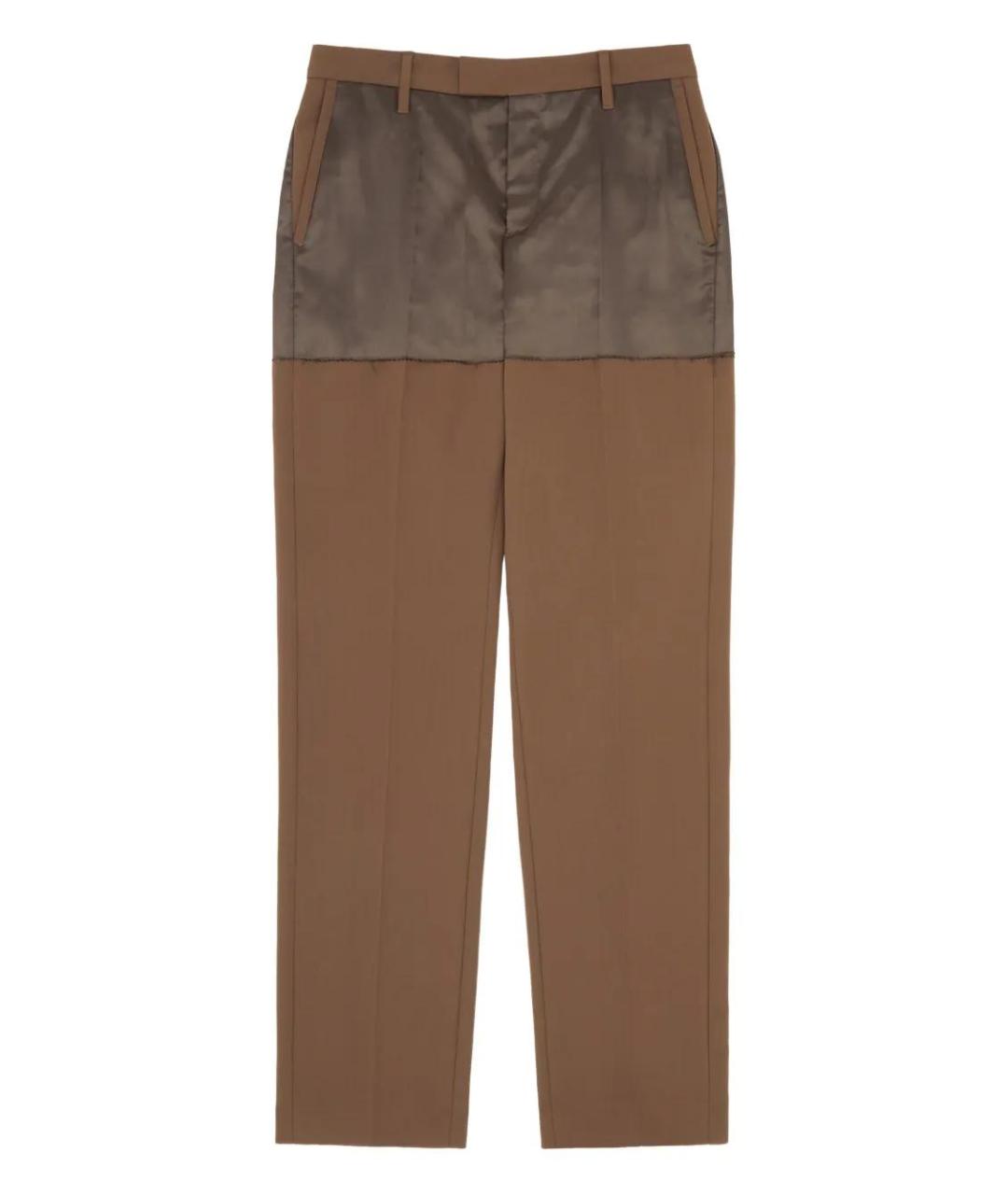 MM6 MAISON MARGIELA Коричневые полиэстеровые прямые брюки, фото 1