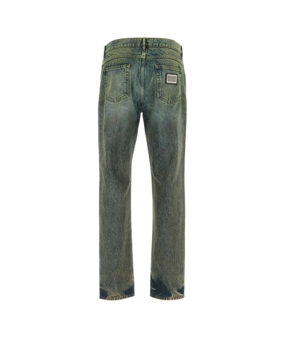 DOLCE&GABBANA Зеленые хлопковые прямые джинсы, фото 2