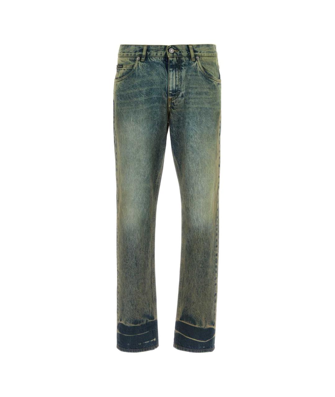 DOLCE&GABBANA Зеленые хлопковые прямые джинсы, фото 1