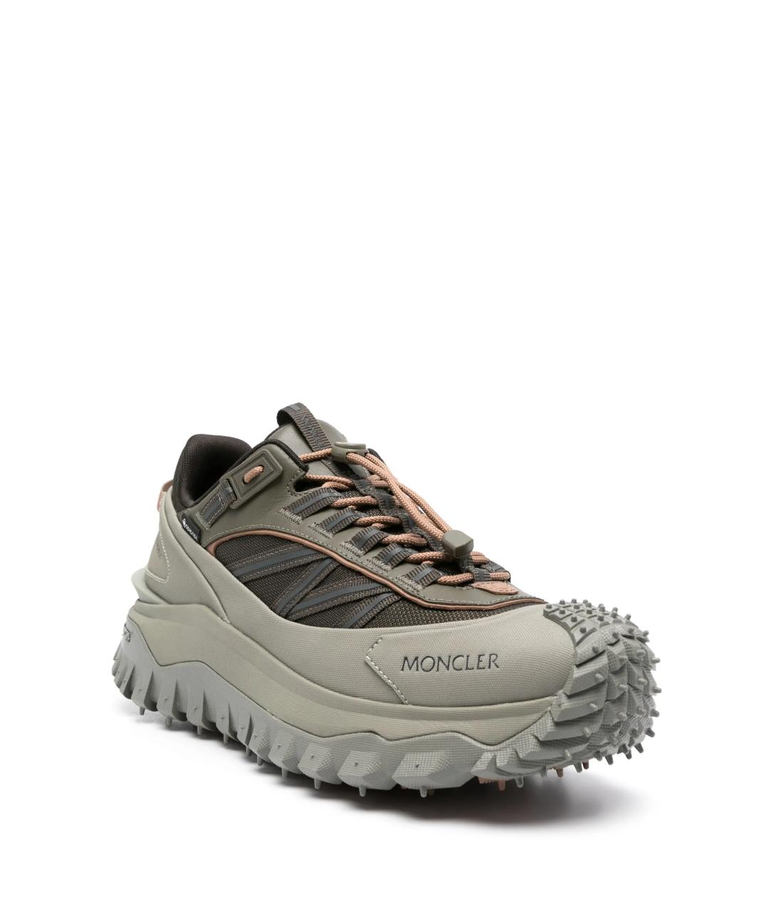 MONCLER Серые текстильные низкие кроссовки / кеды, фото 2