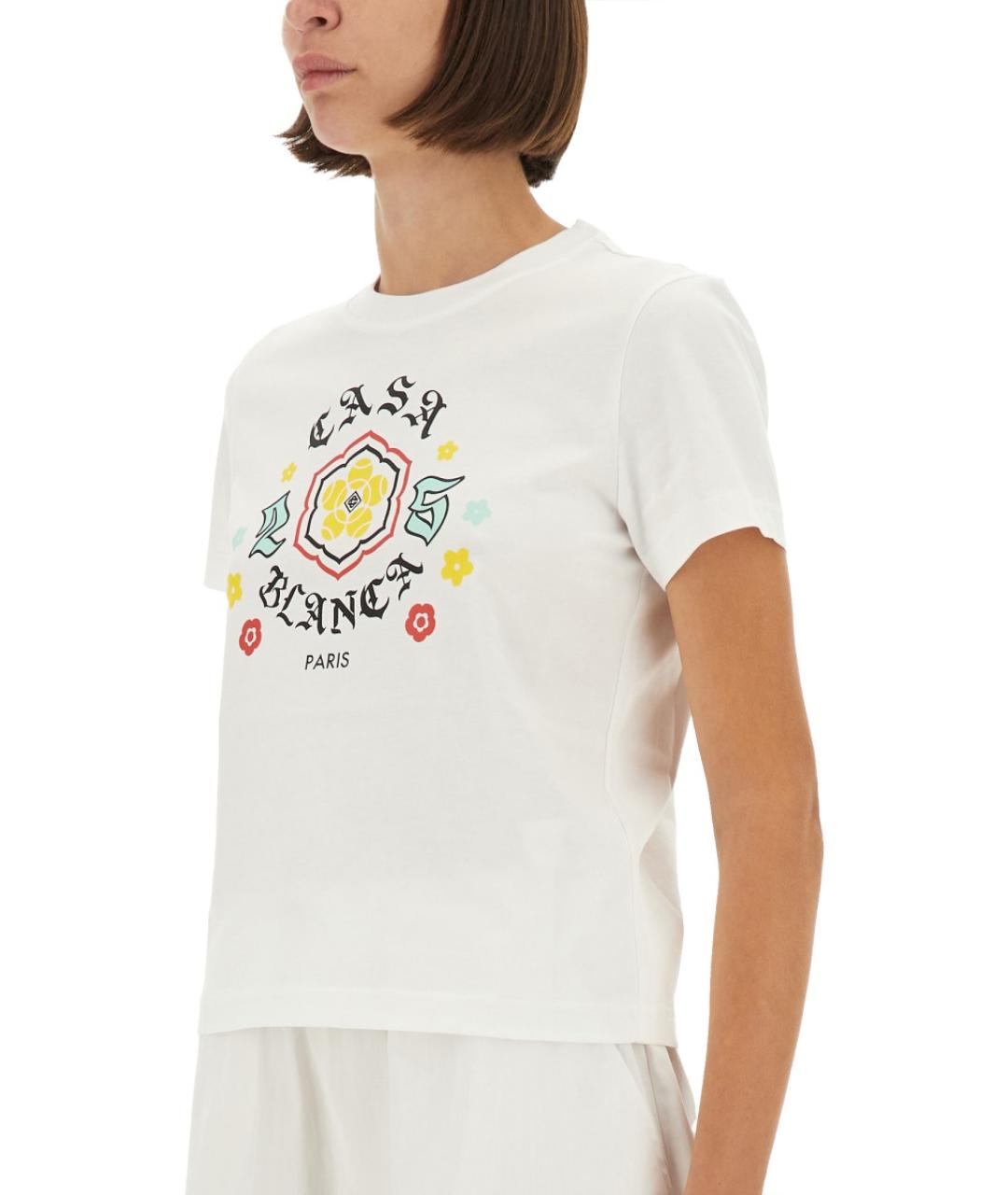 CASABLANCA Белая хлопковая футболка, фото 3