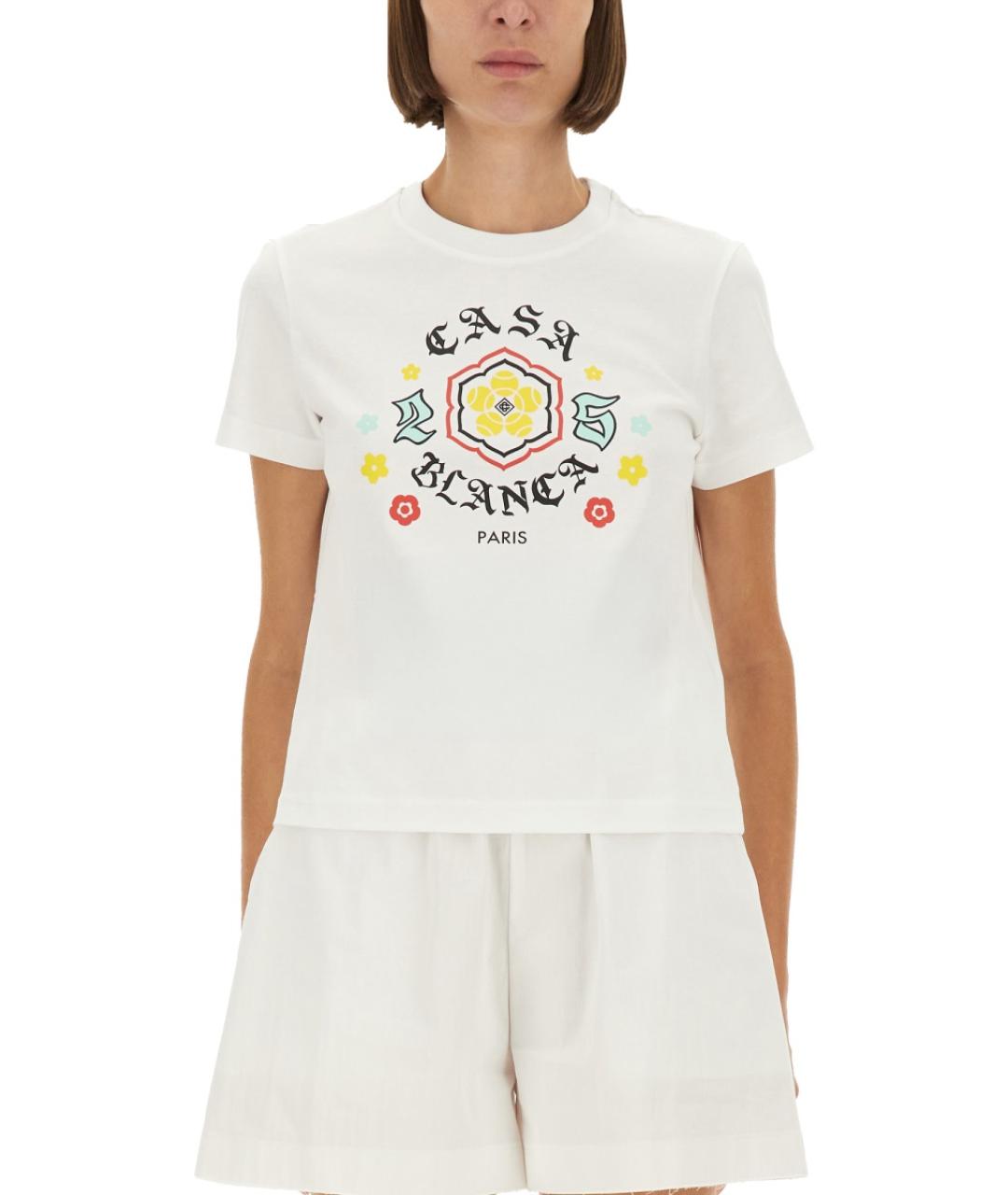 CASABLANCA Белая хлопковая футболка, фото 4