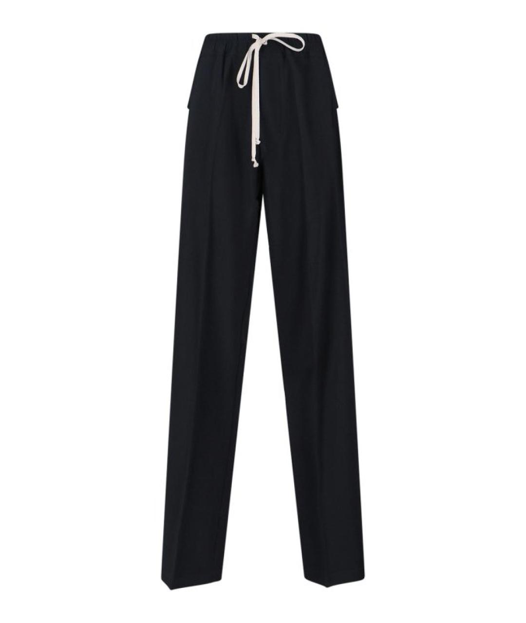 RICK OWENS Черные вискозные прямые брюки, фото 1