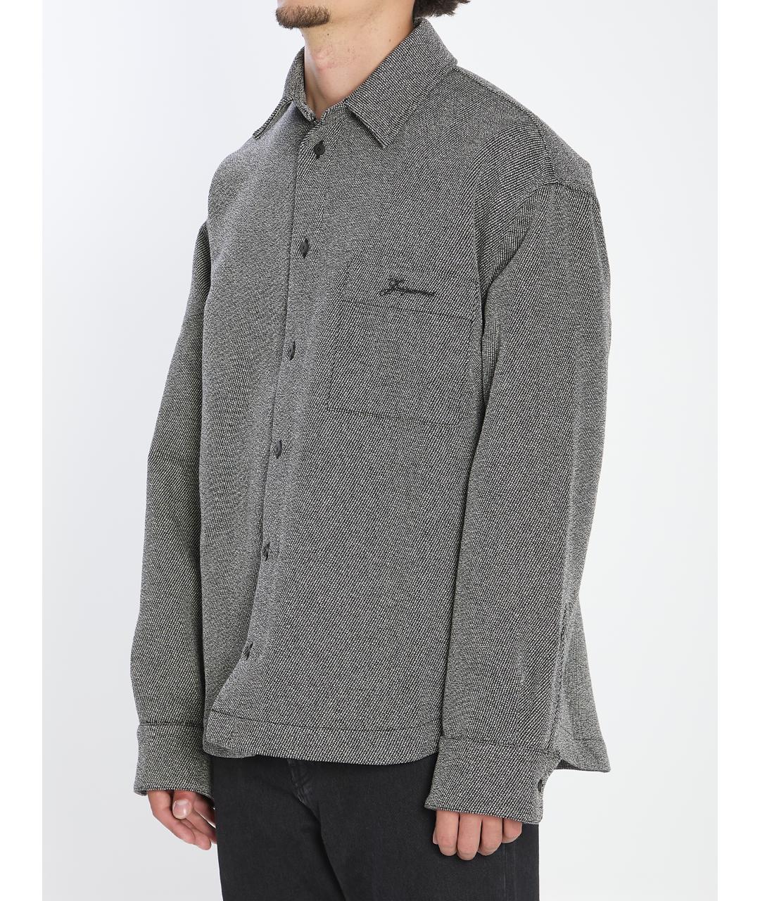 JACQUEMUS Серая шерстяная кэжуал рубашка, фото 3