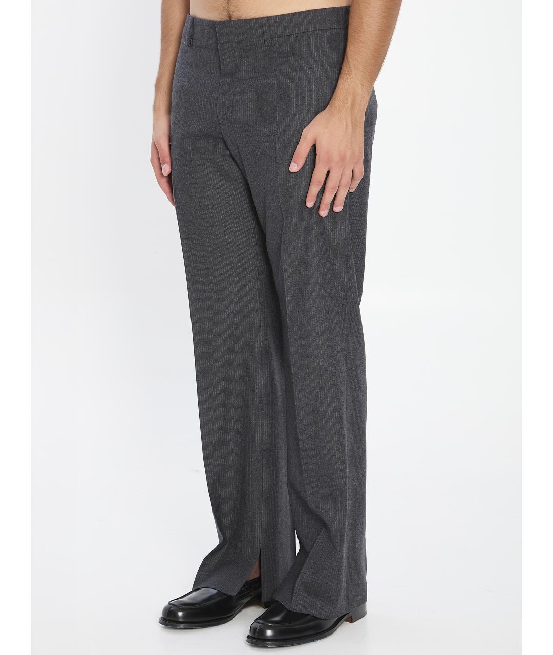CELINE Серые шерстяные повседневные брюки, фото 3