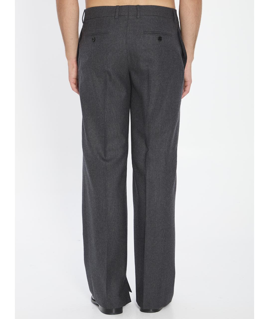 CELINE Серые шерстяные повседневные брюки, фото 5
