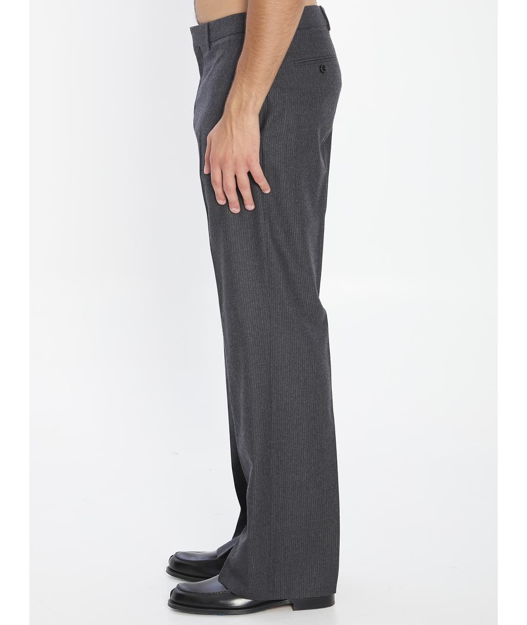 CELINE Серые шерстяные повседневные брюки, фото 4