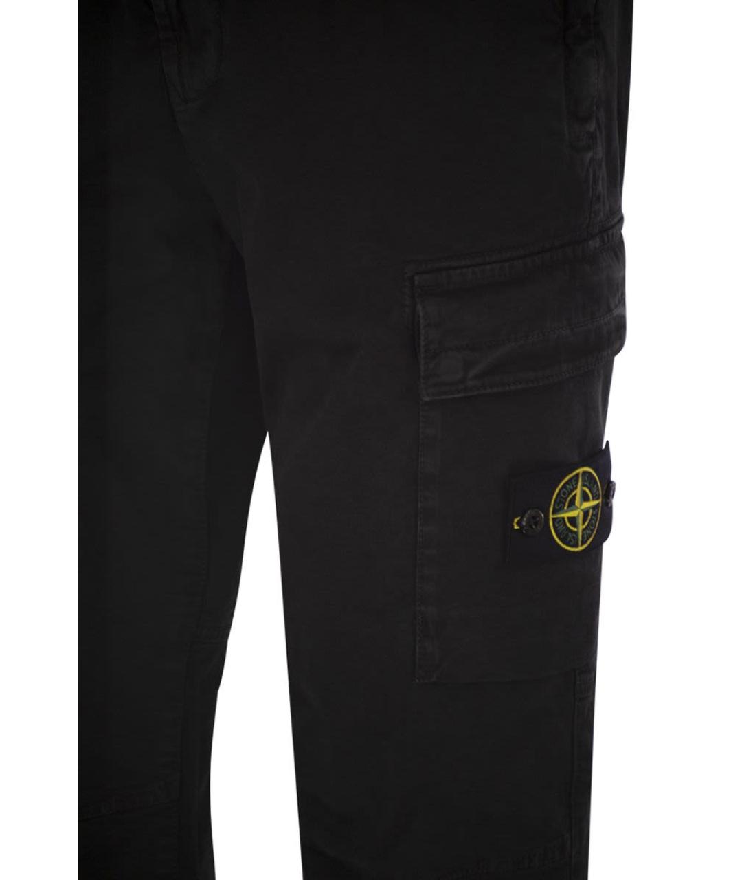 STONE ISLAND Черные хлопковые повседневные брюки, фото 4