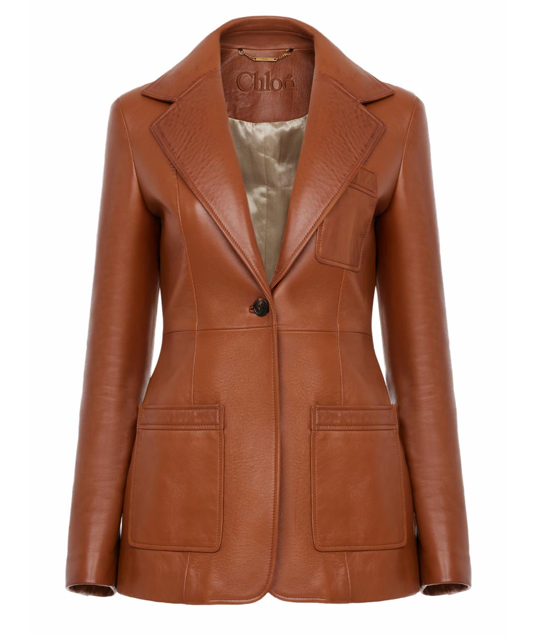 CHLOE Коричневый кожаный жакет/пиджак, фото 1