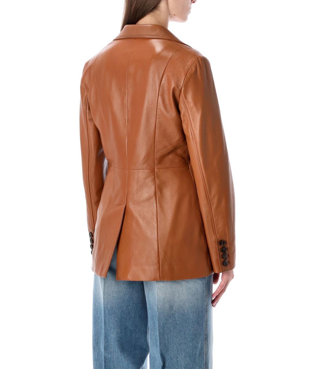 CHLOE Коричневый кожаный жакет/пиджак, фото 4