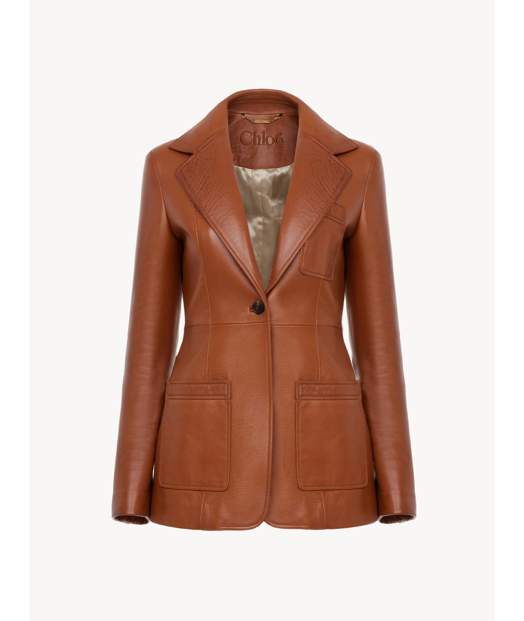 CHLOE Коричневый кожаный жакет/пиджак, фото 7