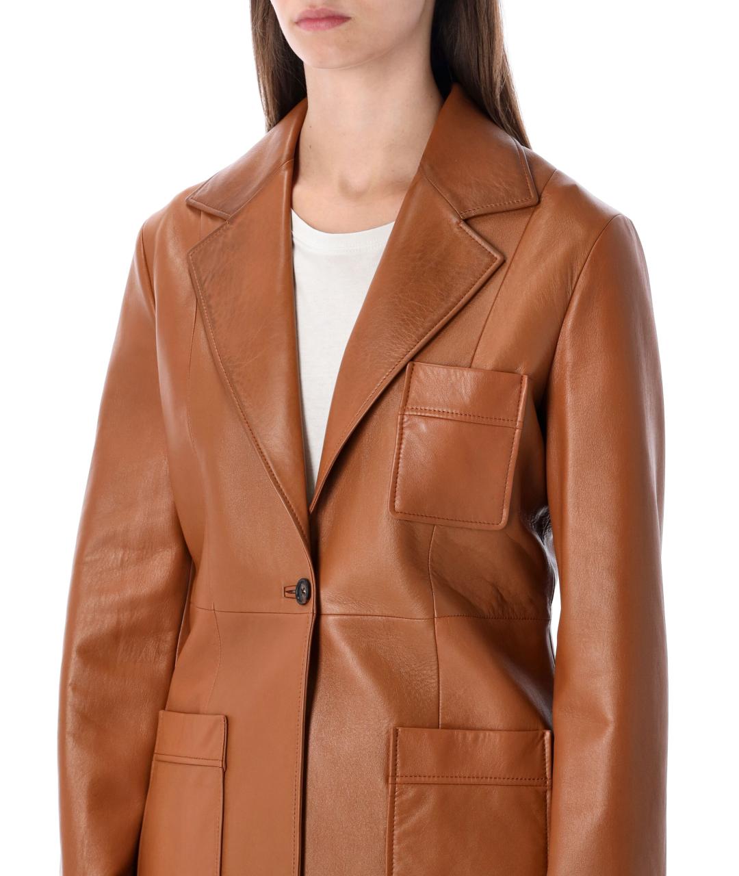 CHLOE Коричневый кожаный жакет/пиджак, фото 6