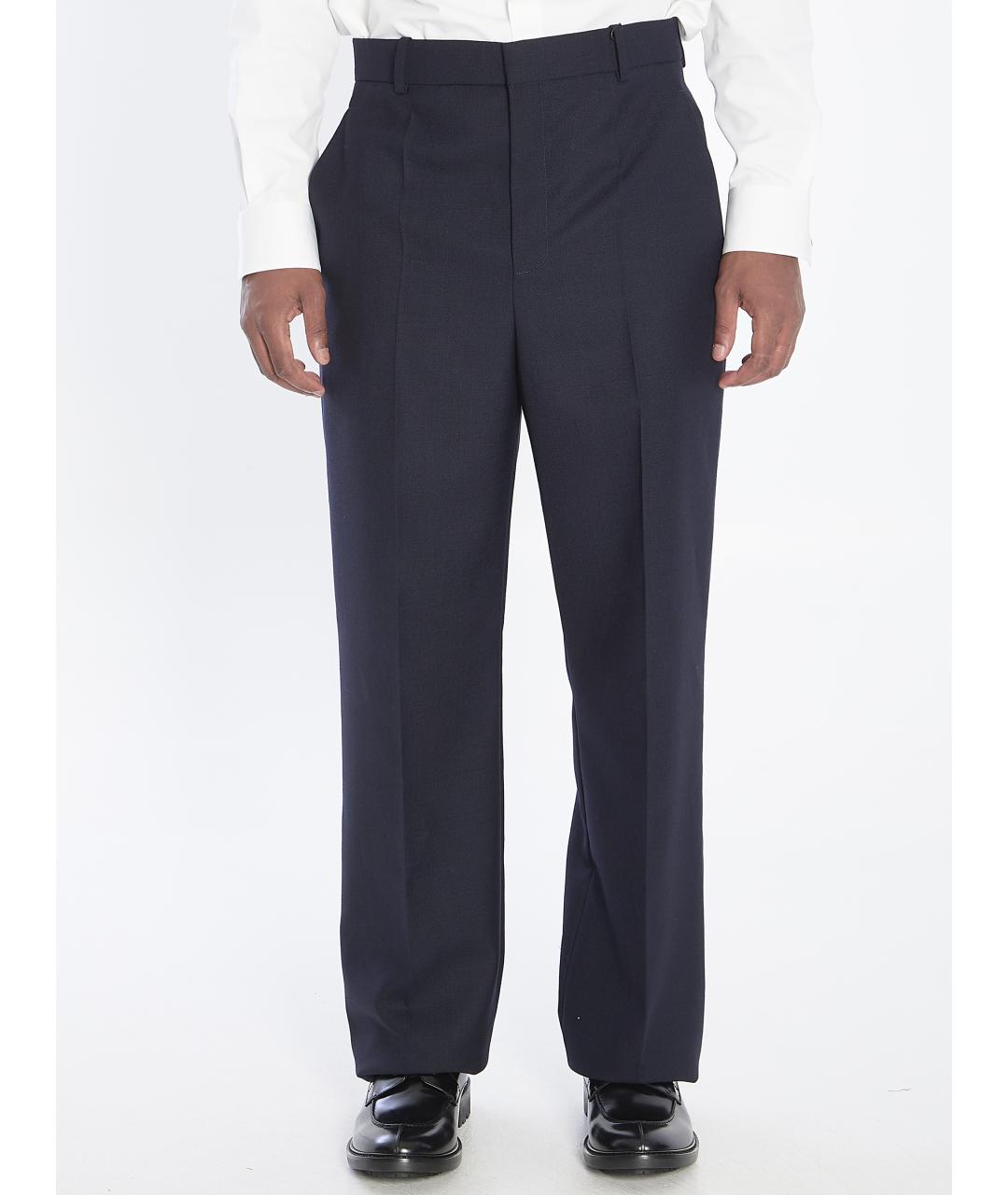 SAINT LAURENT Синие шерстяные повседневные брюки, фото 2