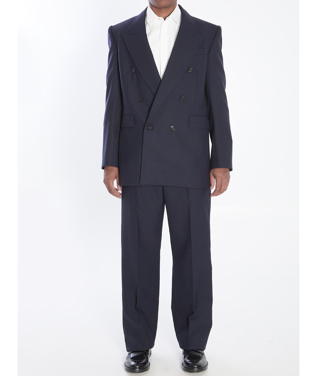 SAINT LAURENT Синие шерстяные повседневные брюки, фото 6