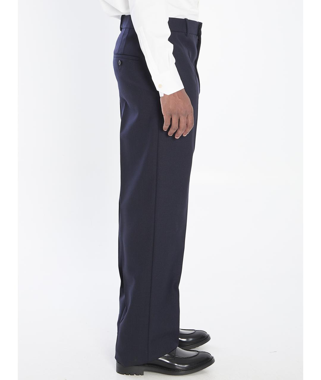 SAINT LAURENT Синие шерстяные повседневные брюки, фото 4