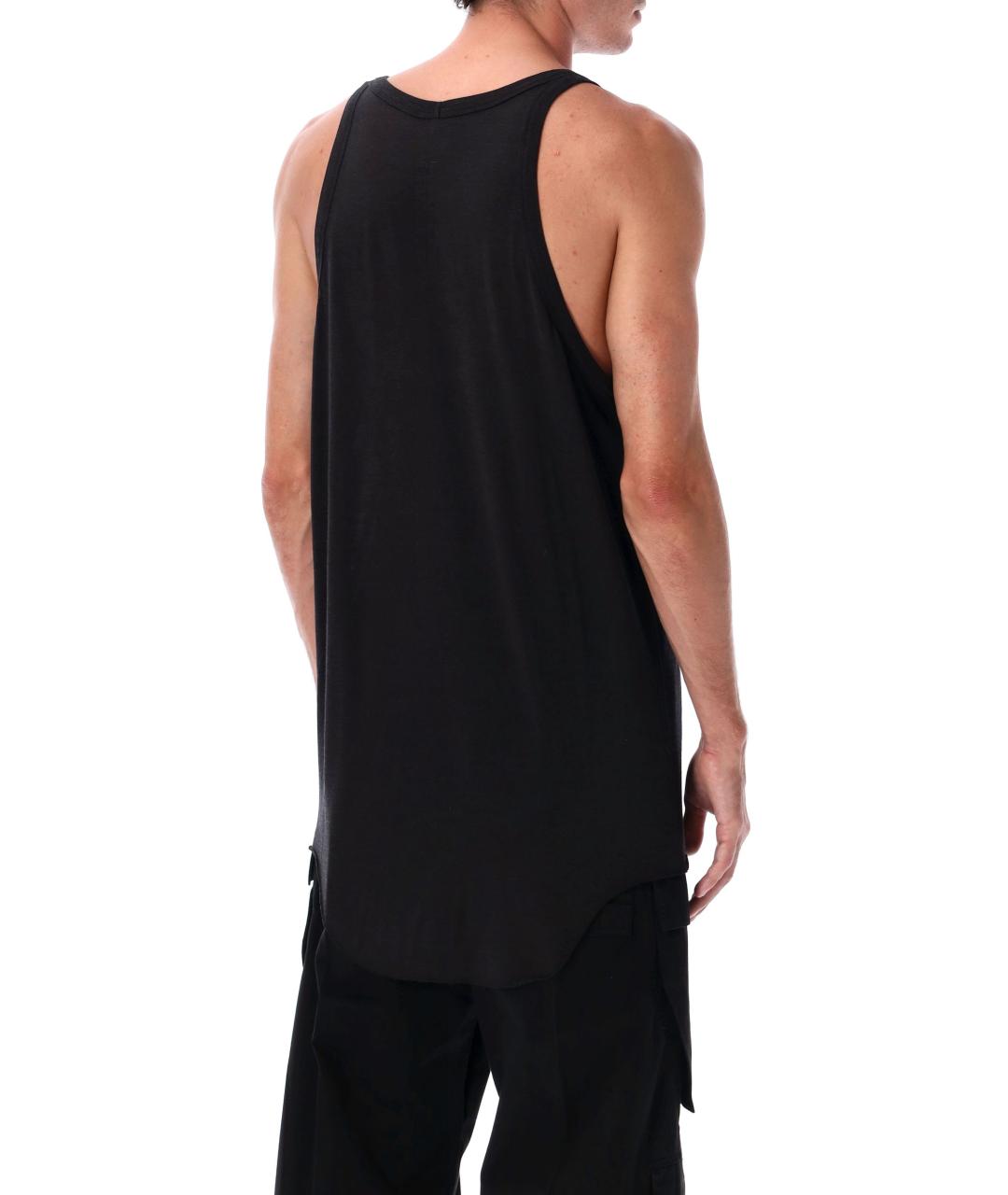 RICK OWENS Черная хлопко-шерстяная майка, фото 2