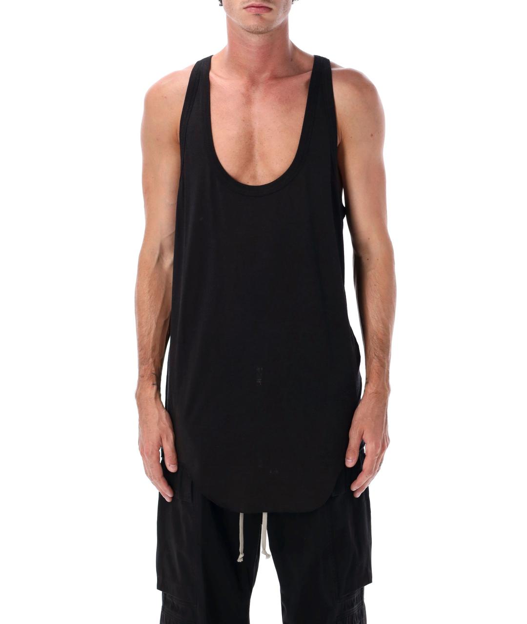 RICK OWENS Черная хлопко-шерстяная майка, фото 4