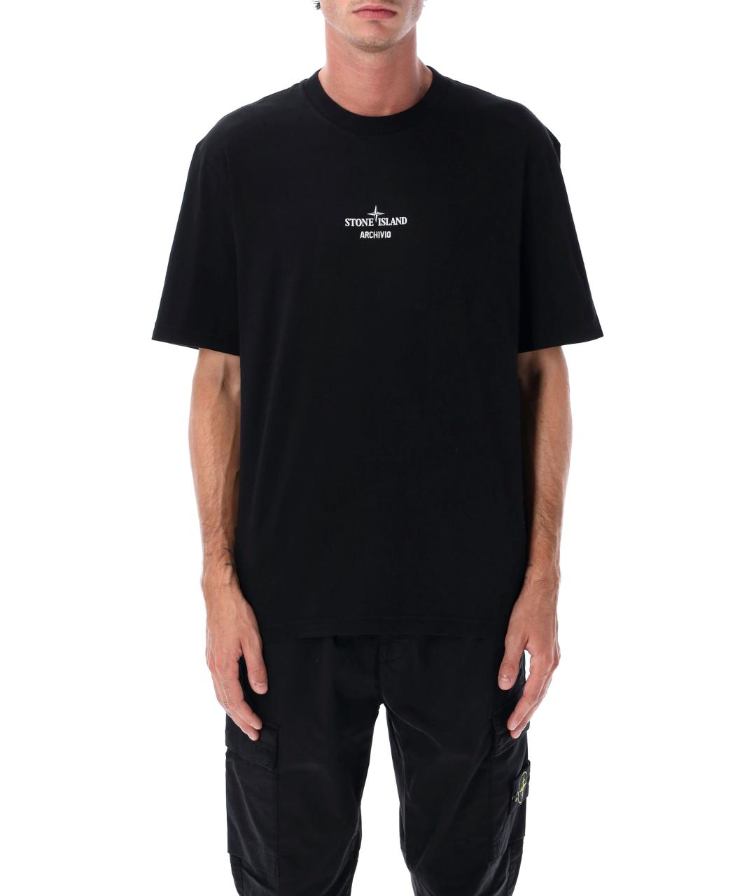 STONE ISLAND Черная хлопковая футболка, фото 4