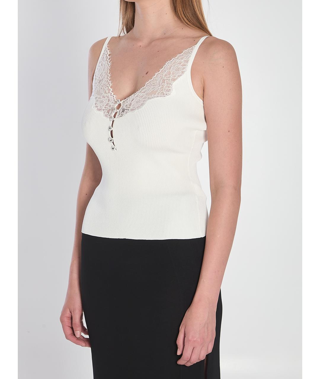 SELF-PORTRAIT Белая вискозная майка, фото 3