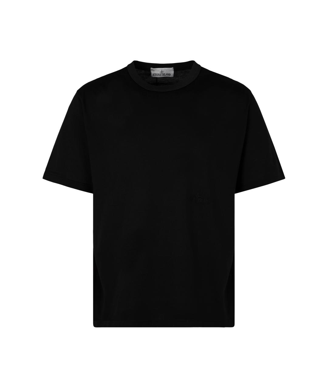 STONE ISLAND Черная хлопковая футболка, фото 1