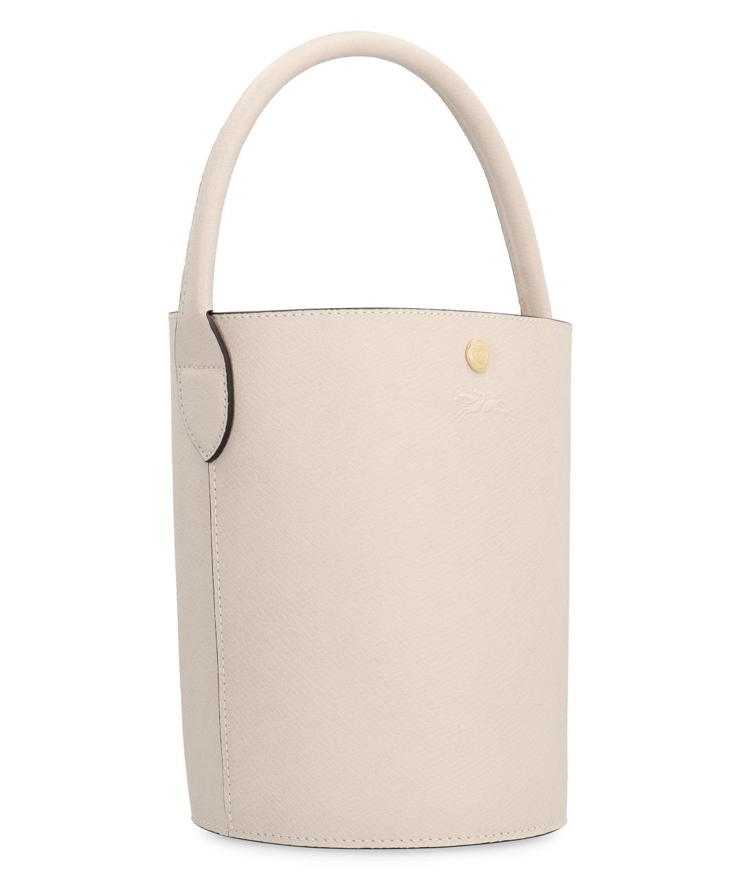 LONGCHAMP Бежевая кожаная сумка с короткими ручками, фото 2