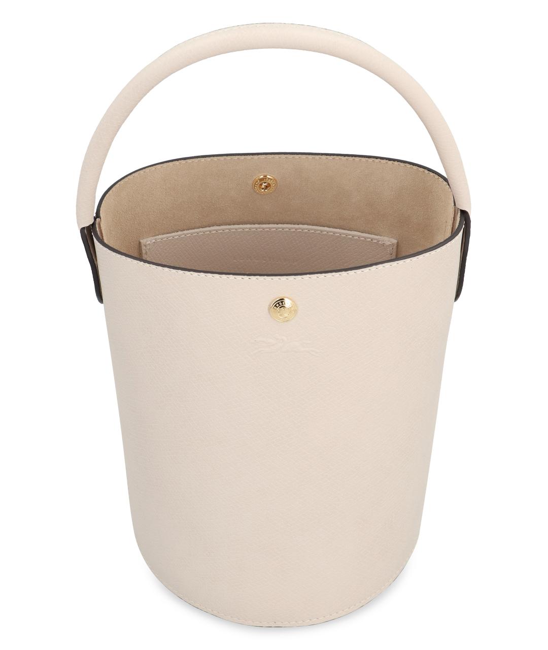 LONGCHAMP Бежевая кожаная сумка с короткими ручками, фото 4