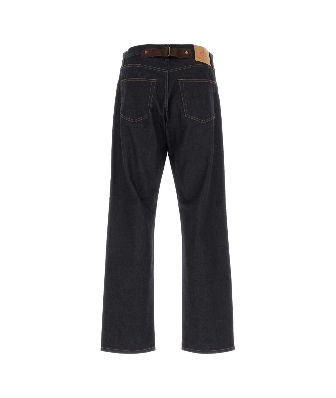 PRADA Темно-синие хлопковые прямые джинсы, фото 2