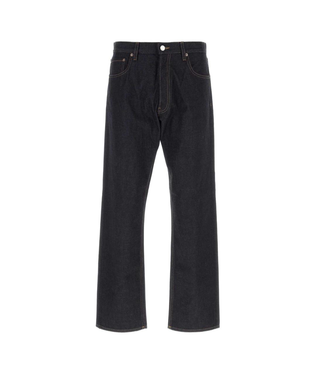 PRADA Темно-синие хлопковые прямые джинсы, фото 1
