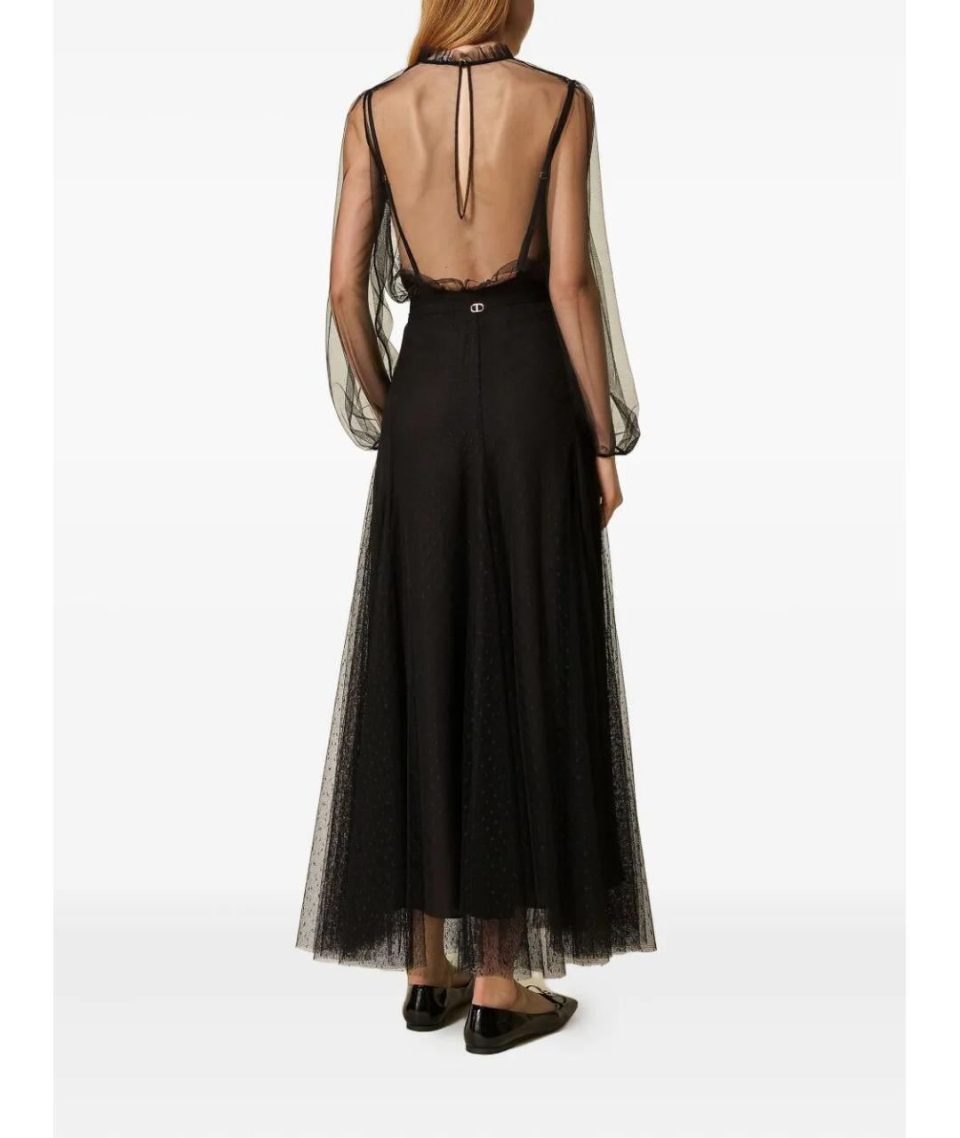 TWIN-SET Черная полиэстеровая юбка макси, фото 3