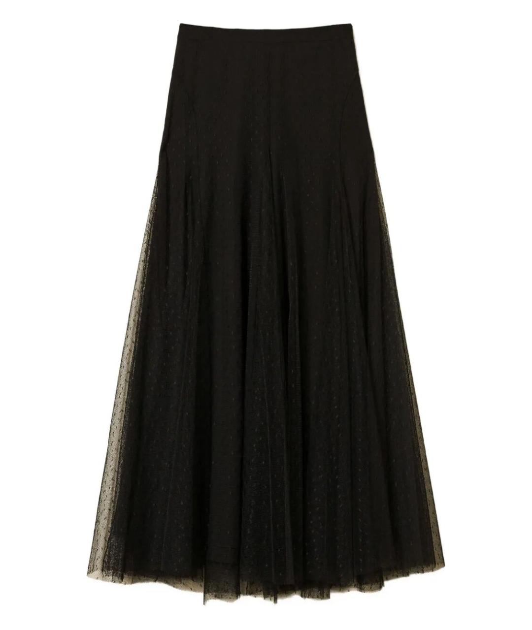 TWIN-SET Черная полиэстеровая юбка макси, фото 1