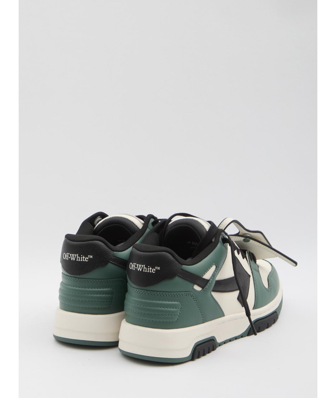 OFF-WHITE Зеленые кожаные низкие кроссовки / кеды, фото 5