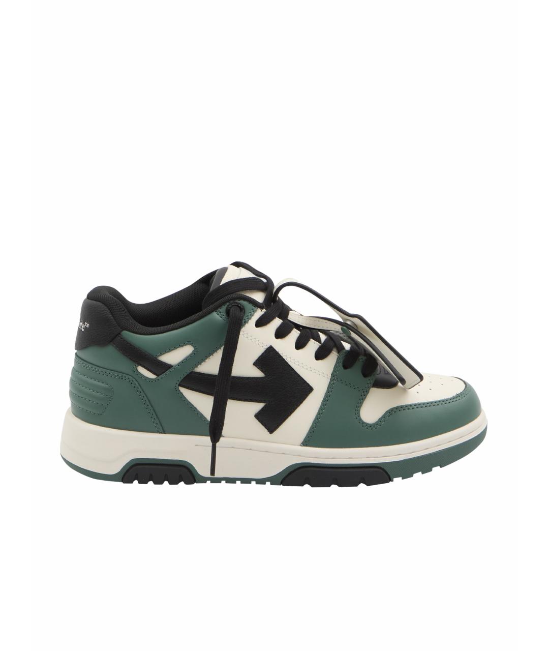 OFF-WHITE Зеленые кожаные низкие кроссовки / кеды, фото 1
