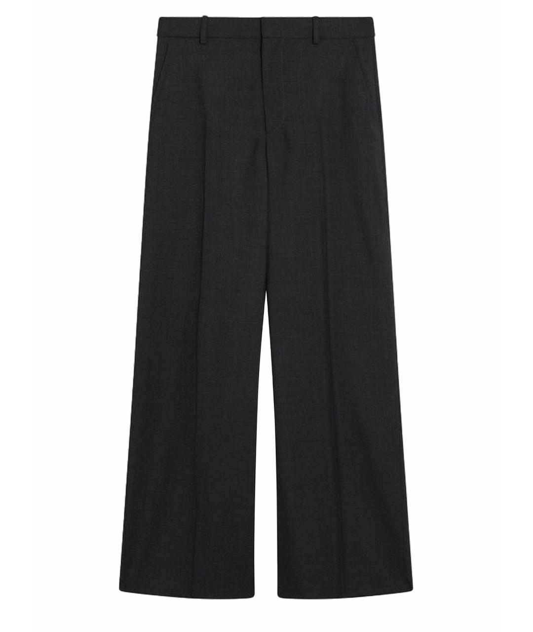 GUCCI Антрацитовые шерстяные прямые брюки, фото 1