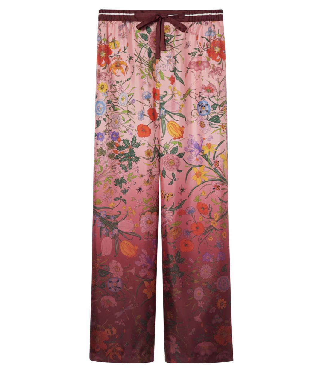 GUCCI Красные шелковые прямые брюки, фото 1