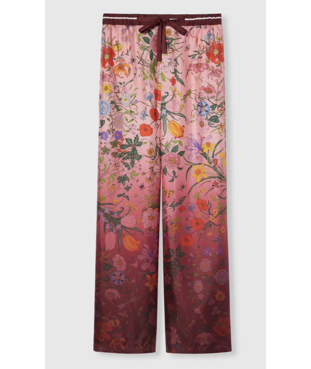 GUCCI Красные шелковые прямые брюки, фото 6