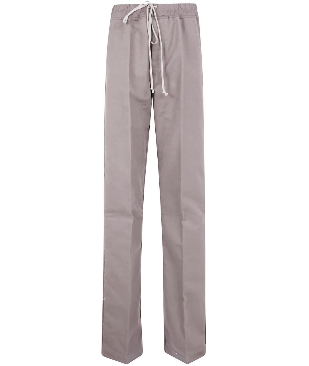 RICK OWENS Серые хлопковые повседневные брюки, фото 1